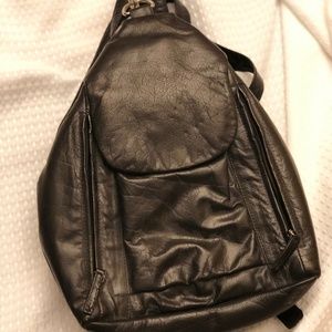 Black Leather Back Pack Bag